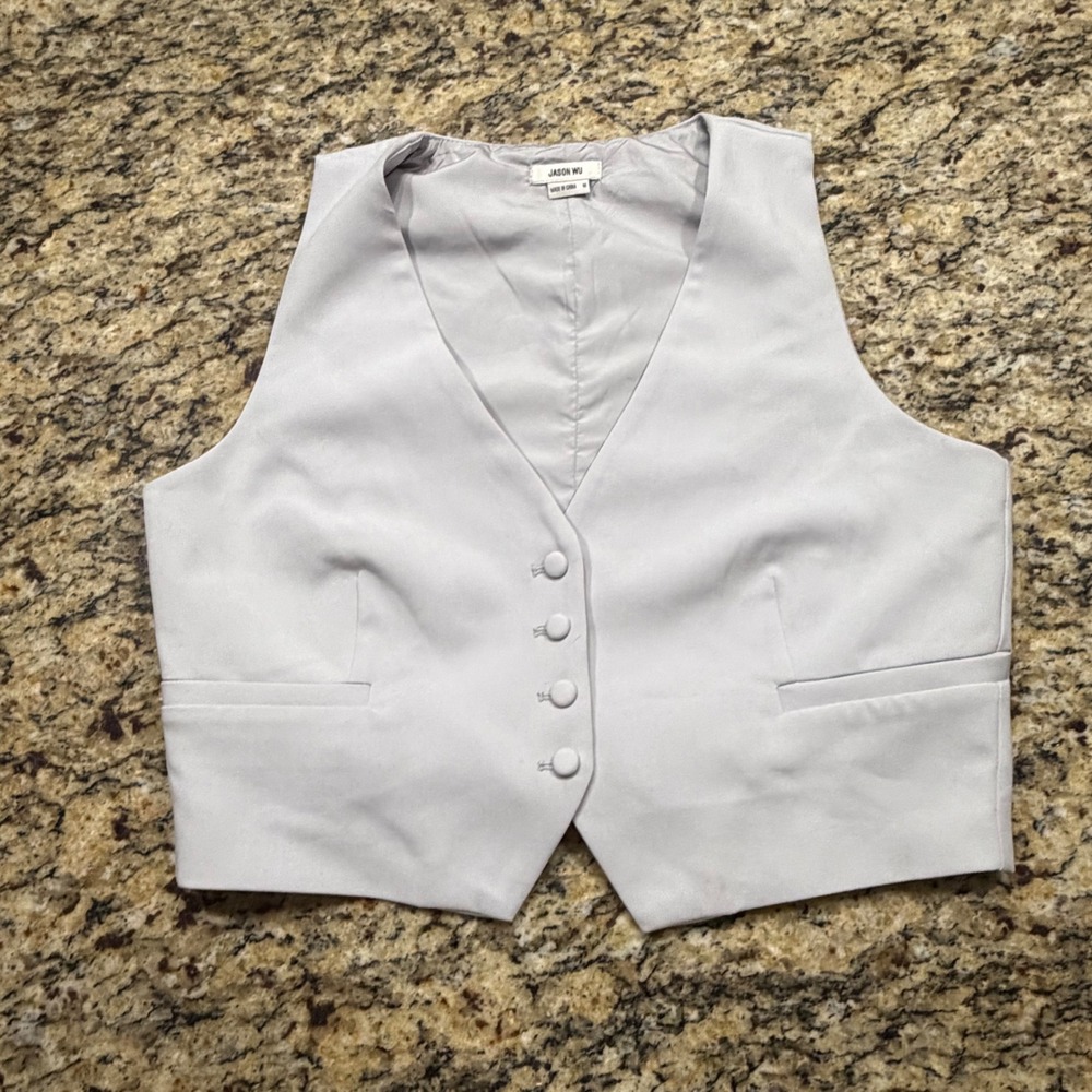 Jason Wu Light Grey Tailored Button Front Waistcoat Vest Women Size M ws